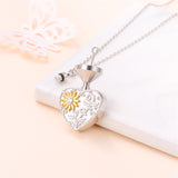 Sunflower Urn Necklace for Ashes for Women, Sterling Silver Cremation Keepsakes for Ashes Heart Urn Necklace to Keep Someone Near to You