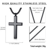 Stainless Steel Simple Men’s Stainless Steel Cross Pendant Chain Necklace for Men Women, 20-24 Inches Chain