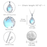 Teardrop Moonstone Necklace for Women,925 Sterling Silver Created Water-Shaped Moonstone Cage Filigree Necklaces,Anniversary Birthday Jewelry Gift