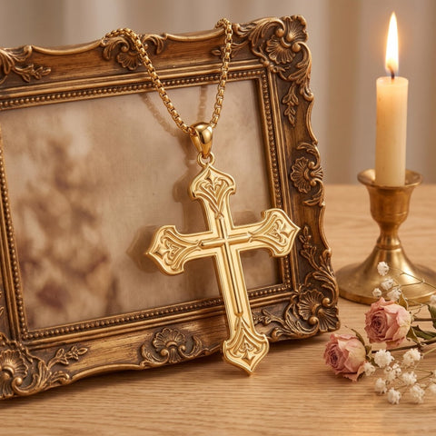 10K 14K 18K Gold Cross Pendant Necklace Religious Jewelry Gifts for Men and Women