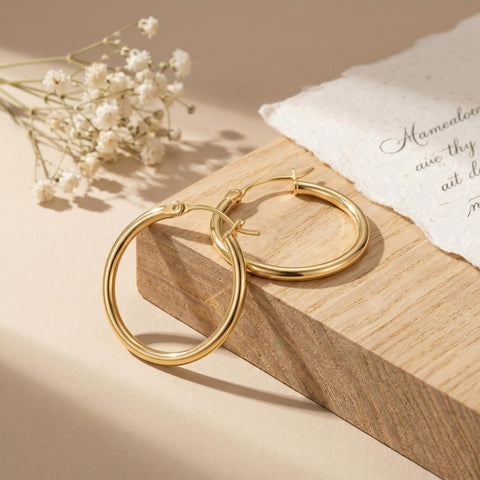 14K Gold Plated  Hoop Earrings for Women