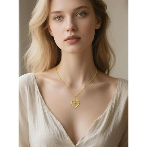 Heart Initial A-Z Pendant Necklace for 14K Gold Plated Women Initials Jewelry Gifts