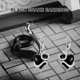 Sterling Silver Black Obsidian Snake Hummingbird Butterfly Dragonfly Leverback Earrings