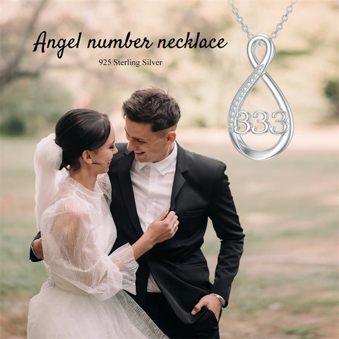 Sterling Silver 111 222 333 444 555 777 888 999 Infinity Angel Number Pendant Necklace