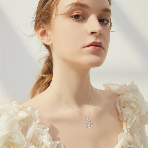 Sterling Silver Cubic Zirconia Mother Daughter Goat Pendant Necklace Engraved with "I Love You Forever"