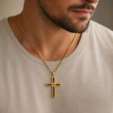 14K Gold Plated Wooden Cross Pendant Necklace Christian Catholic Jewelry Religious Gift
