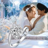 Sterling Silver Personalized Engraved Moissanite Engagement Wedding Anniversary Ring