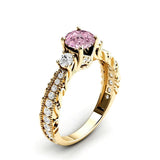 Sterling Silver 10K 14K 18K Personalized Engraved 1 Carat  Round Birthstone Engagement Ring