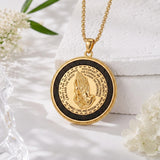 14K Gold Plated Serenity Prayer Hand Necklace Catholic Religious Jewelry Gift
