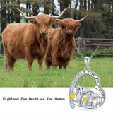 Highland Cow Necklace Sterling Silver Heart Cow Pendant Charm Jewelry Gifts for Women Girls