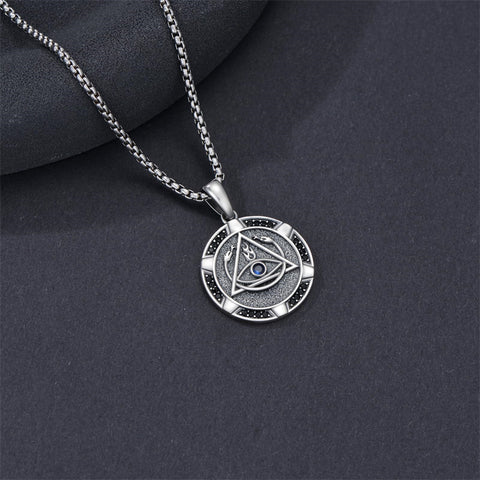 Sterling Silver AA Sobriety Snake Pendant Necklace for Men
