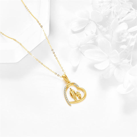 14K Gold Father Daughter Heart Pendant Necklace From Dad I Love You Forever