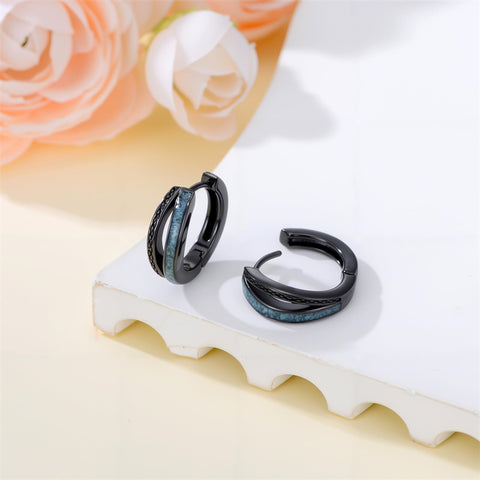 Sterling Silver Cross Celtic Knot Turquoise Hoop Earring for Men