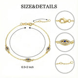 14K Gold Plated  Cubic Zircon Evil Eye Hamsa Hand Bracelets for Women