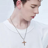 Sterling Silver Wooden Cross Pendant Necklace