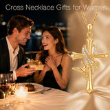 14K Gold Plated Cross Necklace for Women