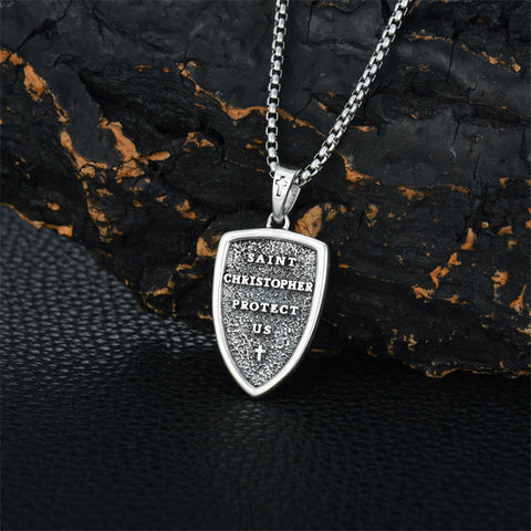 Sterling Silver St Christopher Medal Protection Pendant Necklace