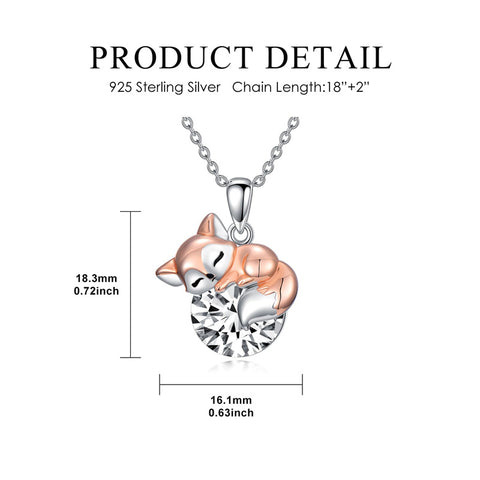 Sterling Silver 12 Month Birthstone Fox Pendant Necklace for Women