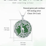 14k Gold Plated Sterling Silver Round Jade Tree of Life Necklace Good Fortune Jewelry for Women