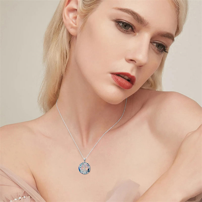 Sterling Silver Crystal Tree of Life Family Pendant Necklace for 1 to 5 Children