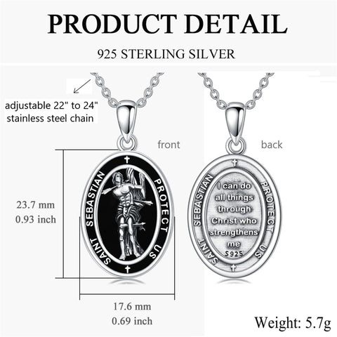 Sterling Silver Saint Christopher St Michael Saint Sebastian Amulet Pendant Necklace