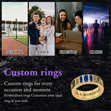 Sterling Silver 10K 14K 18K Gold Personalized Birthstone Pattern Class Ring for Men