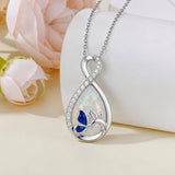 Sterling Silver Teardrop Gemstone Rose Butterfly Infinity Heart Necklace for Women