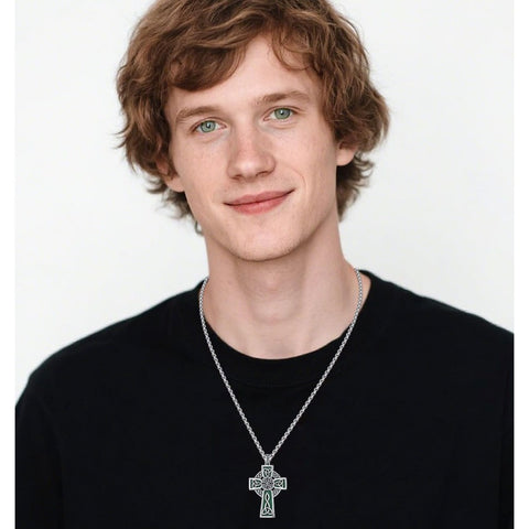 14K Gold Plated Celtic Vikin Cross Pendant Necklace Irish Jewelry Religious Protective Gift