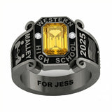 Sterling Silver 10K 14K 18K Gold Custom  Birthstone Engraved Class Ring for Men