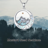 Sterling Silver Mustard Seed Black Cat Hummingbird Cross and Mountain Mountain Turquoise Sun and Moon Pendant Necklace