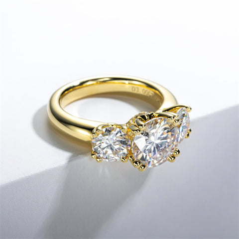 Sterling Silver 3 Stone 3CT/5CT Moissanite Engagement Ring Promise Anniversary Ring for Women