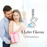 Sterling Silver Moonstone Initial Alphabet Charm Beads