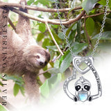 Sloth Necklace for Women 925 Sterling Silver Heart Sloth Pendant for Girls Sloth Jewelry Gift for Animal Lovers