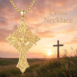 10K 14K 18K Gold Cross Pendant Necklace Religious Jewelry Gifts for Men and Women