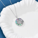 Sterling Silver Abalone Shell  Mountain Tree of Life  Compass Pendant Necklace for Women
