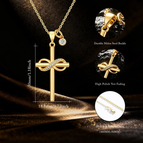 14K Gold Plated  Cross Necklace for Women Christian Jewelry  Birthday Christmas Gift
