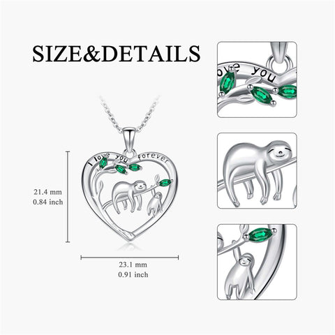 Sterling Silver Raccoon Dolphin Sea Otter Wolf Sloth Mother Daughter Pendant Necklace