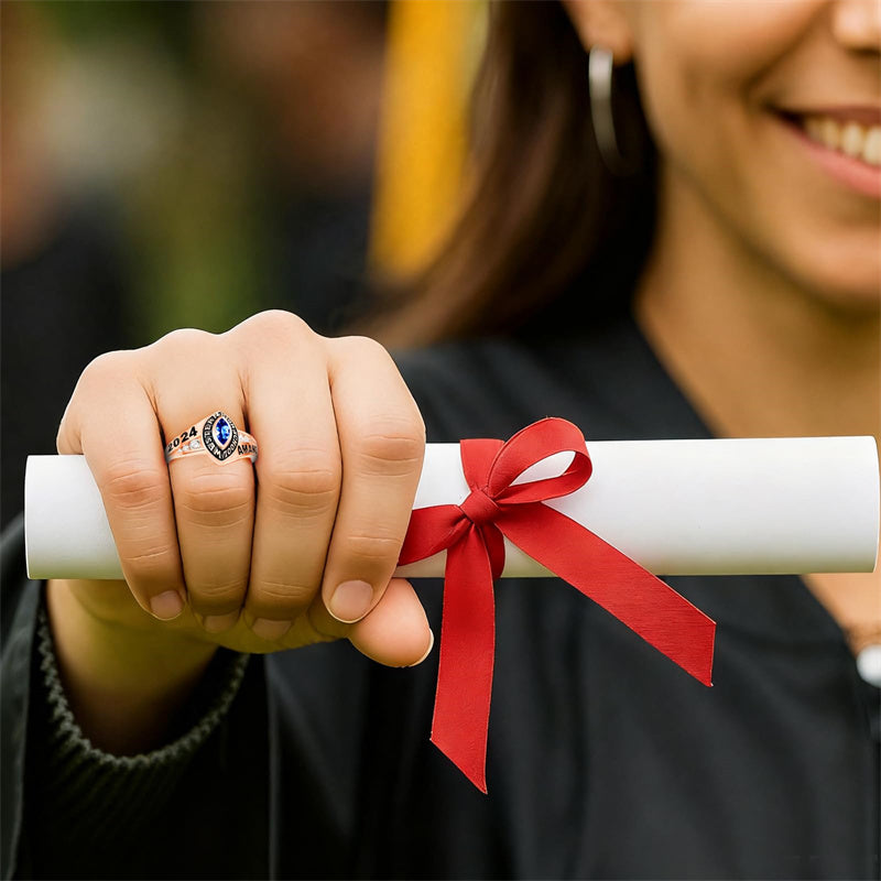 Sterling Silver 2026 Personalized Birthstone  Engraved Graduation Ring for Women