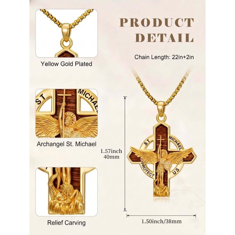 St Michael St Benedict  St Christopher Virgin MaryPendant Necklace 14K Gold Plated Christian Catholic Jewelry