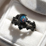 Sterling Silver 10K  14K  18K  Gold Personalized Engraved Black Opal Engagement Wedding Promise Ring for Her