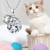 14K Gold Birthstone Cat Pendant Necklace