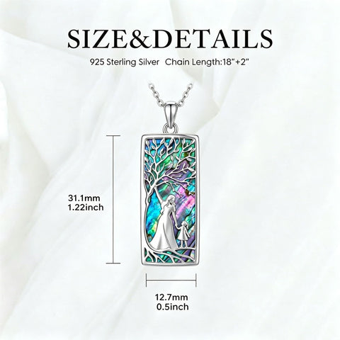 Sterling Silver Abalone Shell Tarot Card Pendant Necklace Gifts for Birthday Halloween Anniversary Valentine’s Day