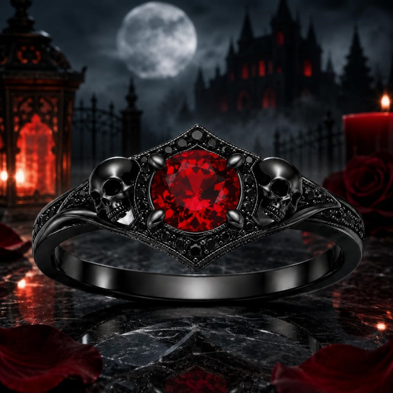Sterling Silver 10K 14K 18K Gold Personalized Gothic Skull Ring Exquisite Spooky Jewelry for Halloween Lovers