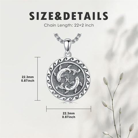 Sterling Silver 12 Zodiac Astrology Horoscope Pendant Necklace