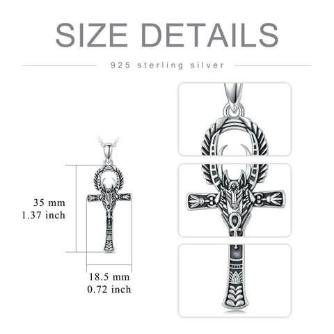 Sterling Silver Ankh Cross Protection Pendant Necklace