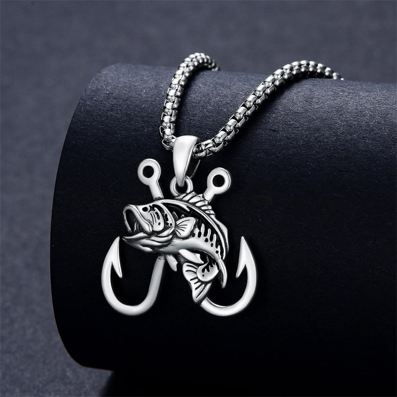 Sterling Silver Antler Fish Hook Pendant Necklace for Men– romanticwork