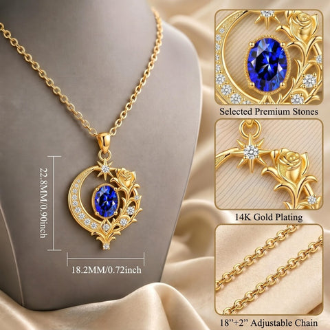14K Gold Plated  Birthstone Rose Flower Necklace  Birthday Christmas Jewelry Gift