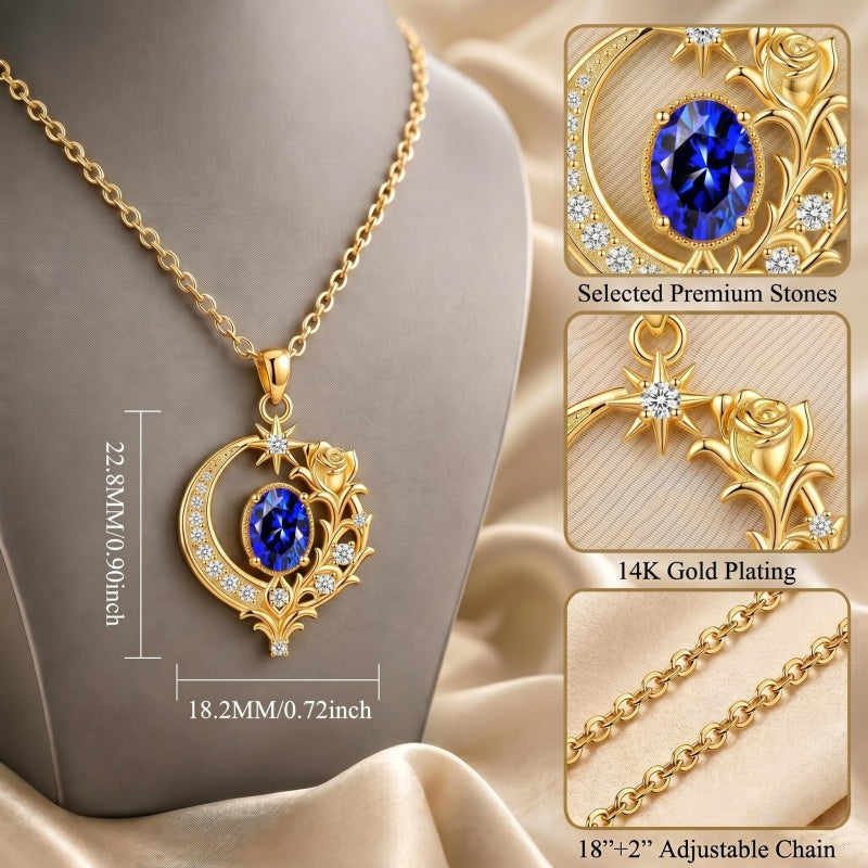 14K Gold Plated  Birthstone Rose Flower Necklace  Birthday Christmas Jewelry Gift