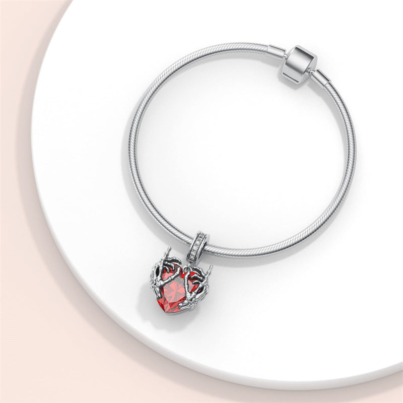 Sterling Silver Cubic Zircon Skeleton Hand Bead Charms