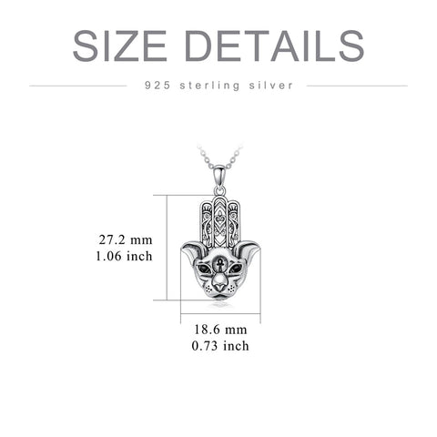 Sterling Silver Hamsa Hand Owl Egyptian Cat Lion Pendant Necklace